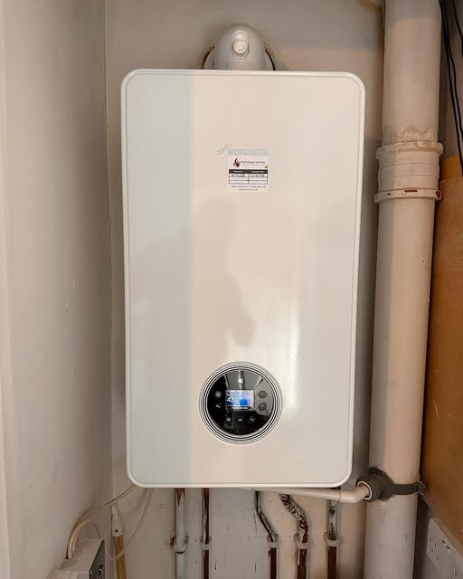 Close detail of a completed boiler installation